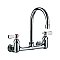 Heavy Duty Wall Mount Utility Faucet with a Gooseneck Swivel Spout and Lever Handles