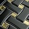 Metro Dog Bone Basketweave Matte Black/Gold Glass Dot 10" x 10" Porcelain Mosaic Tile - 10 Tiles Per Case - 7.1 Sq. Ft.