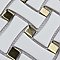 Metro Dog Bone Basketweave Matte White/Gold Glass Dot 10" x 10" Porcelain Mosaic Tile - 10 Tiles Per Case - 7.1 Sq. Ft.