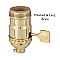 Brass Shell Lamp Socket with Flat Key & ON/OFF Interior - UNO Thread-Polished & Lacquered Brass
