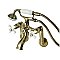 Kingston Brass KS269PXAB Kingston Tub Wall Mount Clawfoot Tub Faucet with Hand Shower, Antique Brass