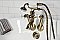 Kingston Brass KS269PXAB Kingston Tub Wall Mount Clawfoot Tub Faucet with Hand Shower, Antique Brass