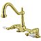 Kingston Brass KS1142PL Heritage Two-Handle Bridge Kitchen Faucet, Polished Brass
