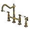 Kingston Brass KS1273WLLBS Wilshire Bridge Kitchen Faucet with Brass Sprayer, Antique Brass