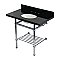 Kingston Brass KVPK36KBB1 Templeton 36" Black Granite Console Sink with Brass Legs and Shelf (8-Inch - 3-Hole) - Black Granite/Polished Chrome
