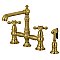 Kingston Brass KS7277AXBS English Country 8" Bridge Kitchen Faucet with Sprayer, Brushed Brass
