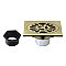 Kingston Brass BSF4267AB Watercourse 4" Square Brass Shower Drain, Antique Brass
